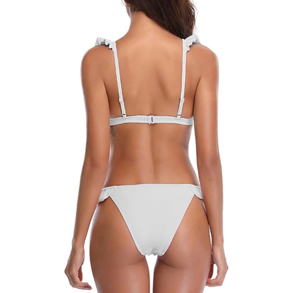 White Ruffle Bikini Set - Picture 2 of 7